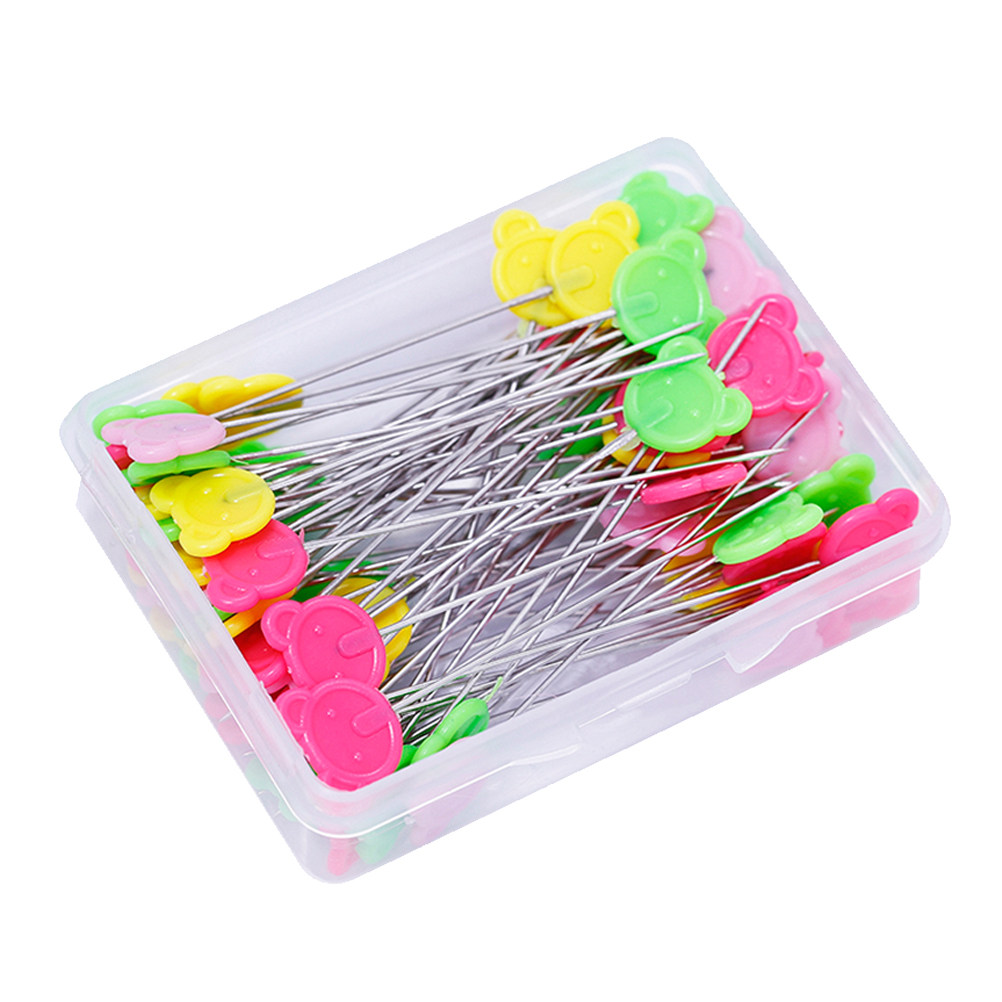 Head Pin Assorted - 50 stuks geassorteerde kleuren platte beerkop-steeknaalden,
