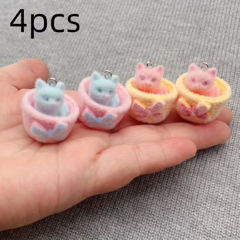 4 stuks 3D pluche hars kattenh - Jewelry Making Resin recensie en prijs