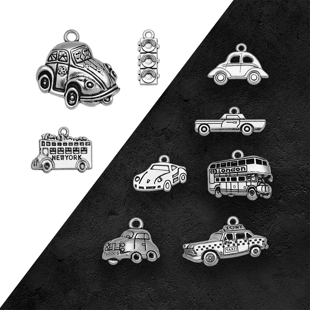 Verzilverd Taxi Bus Auto Reize - Jewelry Making York recensie en prijs